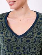 Jacquard knit V-neck sweater femme Princesse Nomade