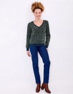 Jacquard knit V-neck sweater femme Princesse Nomade