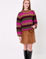Striped knit funnel-neck sweater femme Princesse Nomade