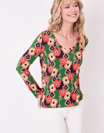 Flowing knit V-neck T-shirt femme Princesse Nomade