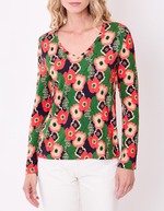 Flowing knit V-neck T-shirt femme Princesse Nomade