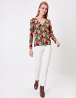 Flowing knit V-neck T-shirt femme Princesse Nomade