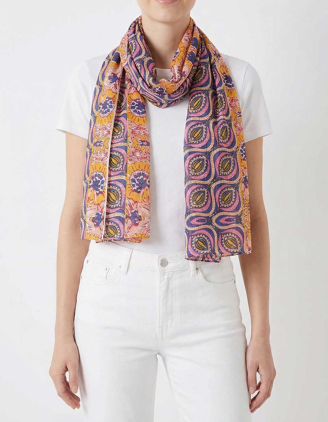 Organic cotton voile stole mix print femme La Fiancée
