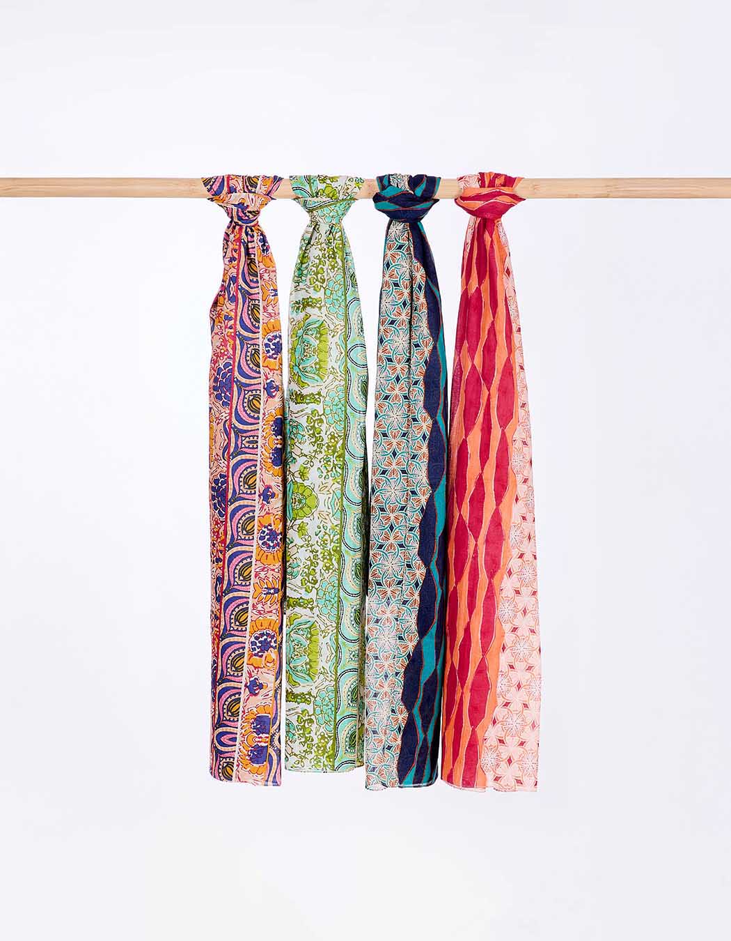 Organic cotton voile stole mix print femme La Fiancée