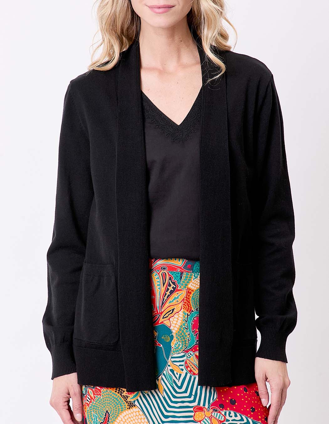 Plain long shawl-collar cardigan femme La Fiancée