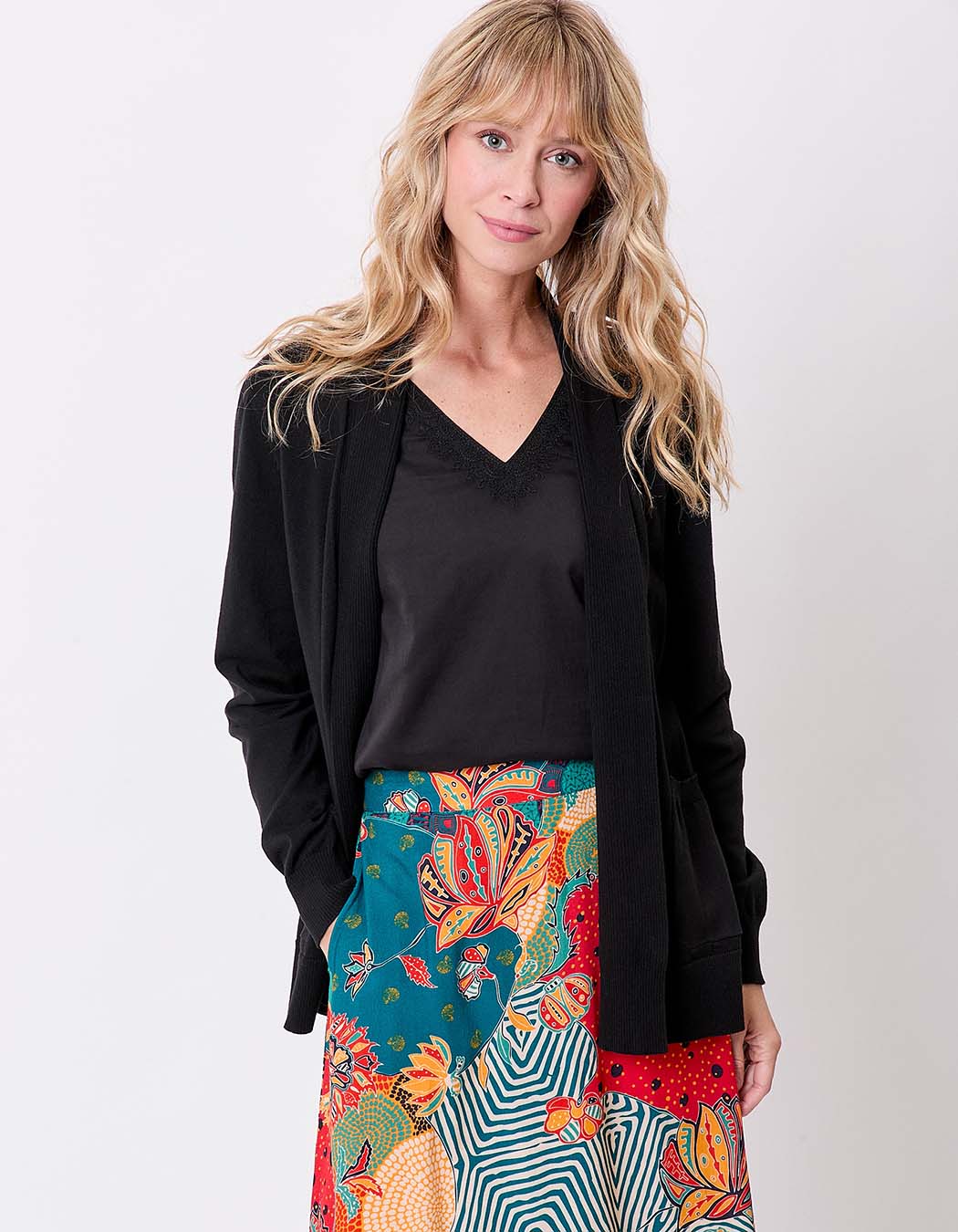Plain long shawl-collar cardigan femme La Fiancée