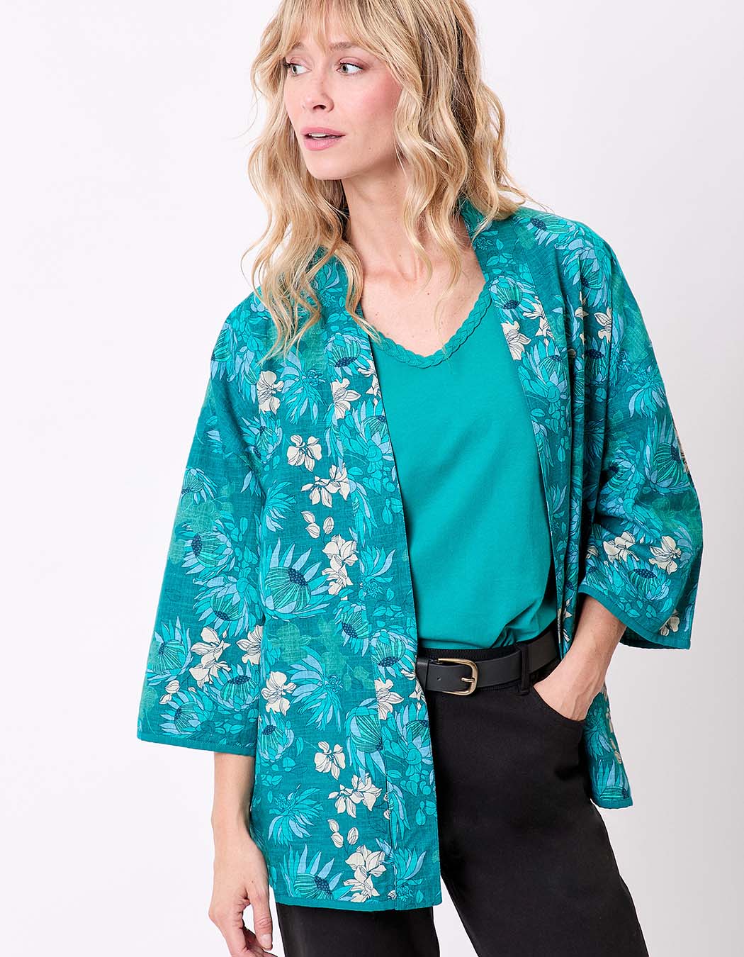 Reversible organic cotton kimono jacket femme La Fiancée