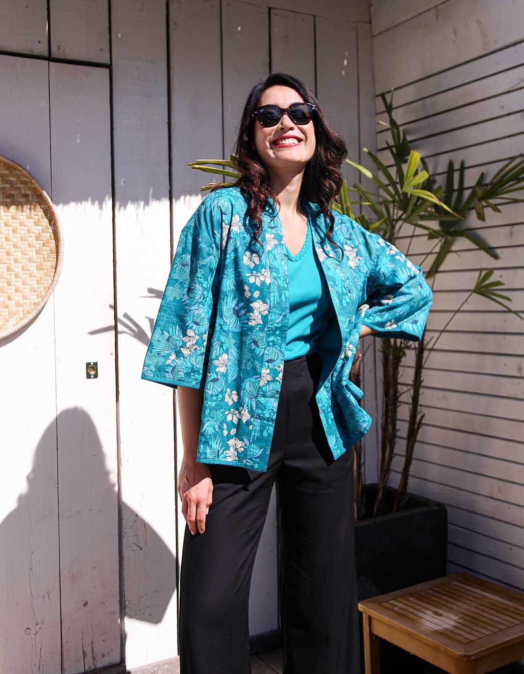 Reversible organic cotton kimono jacket femme La Fiancée