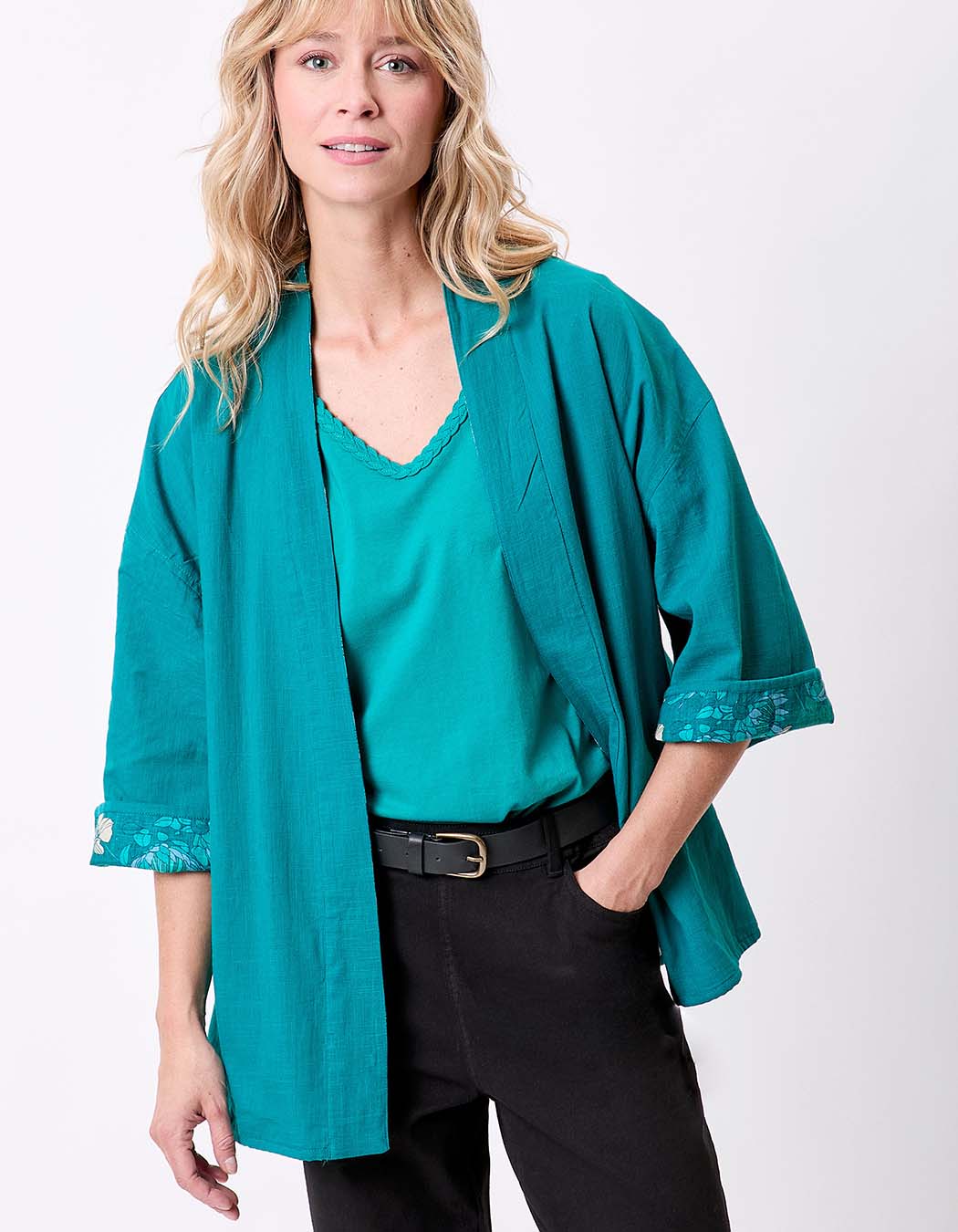 Reversible organic cotton kimono jacket femme La Fiancée