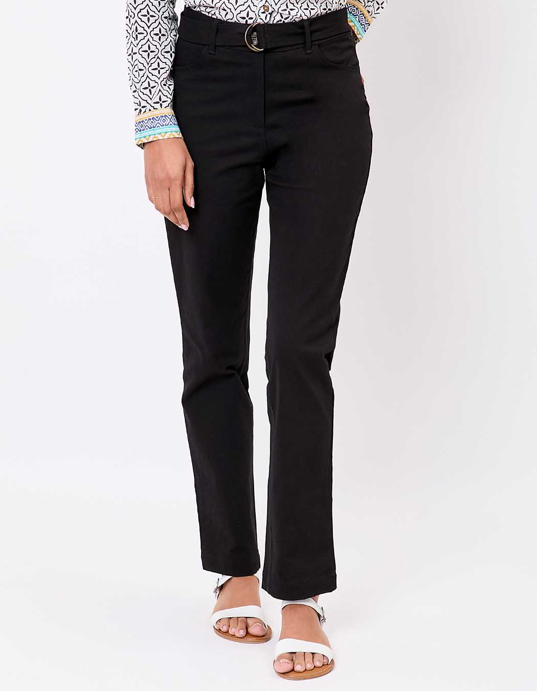 Fitted belted stretch cotton trousers femme La Fiancée