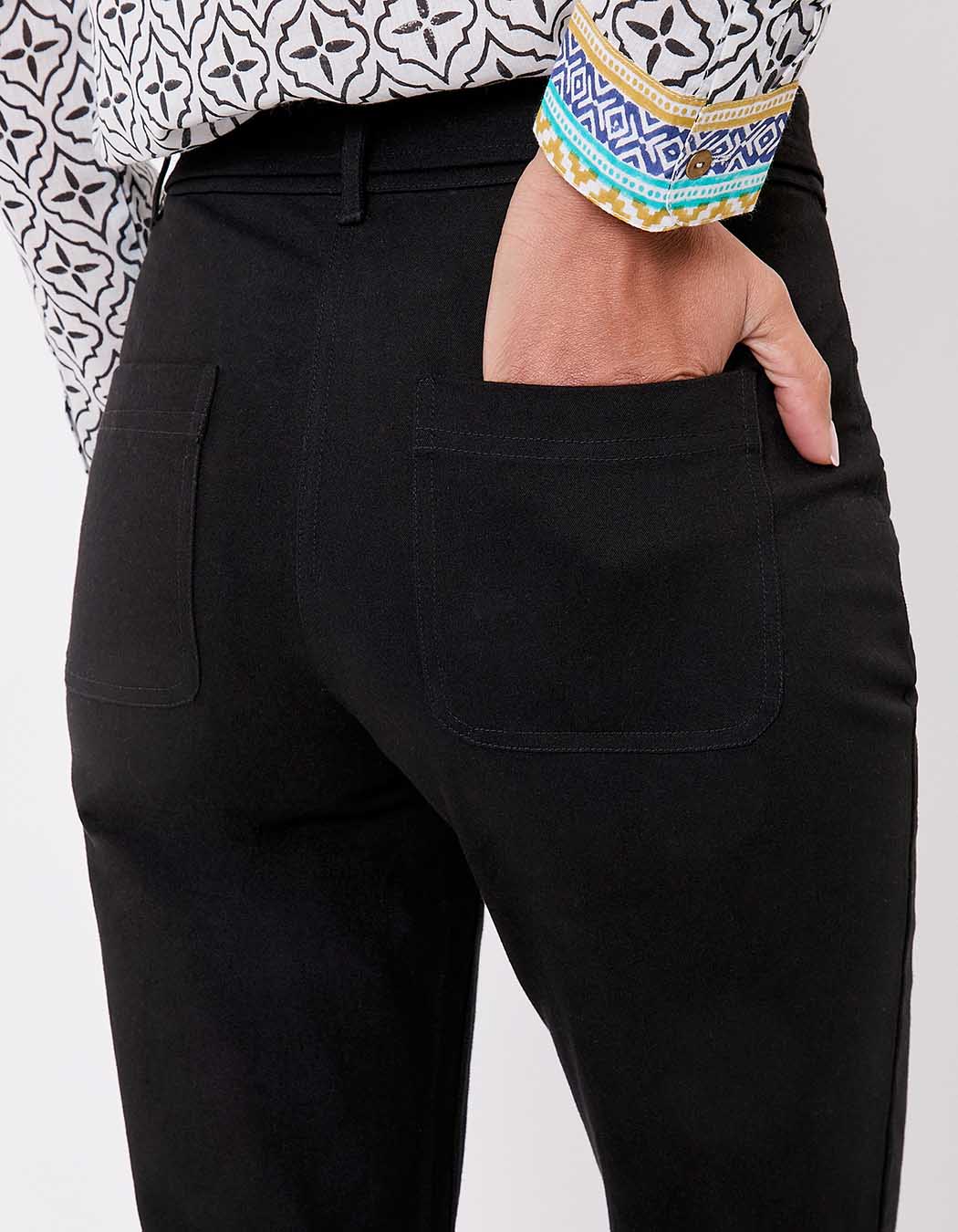 Fitted belted stretch cotton trousers femme La Fiancée