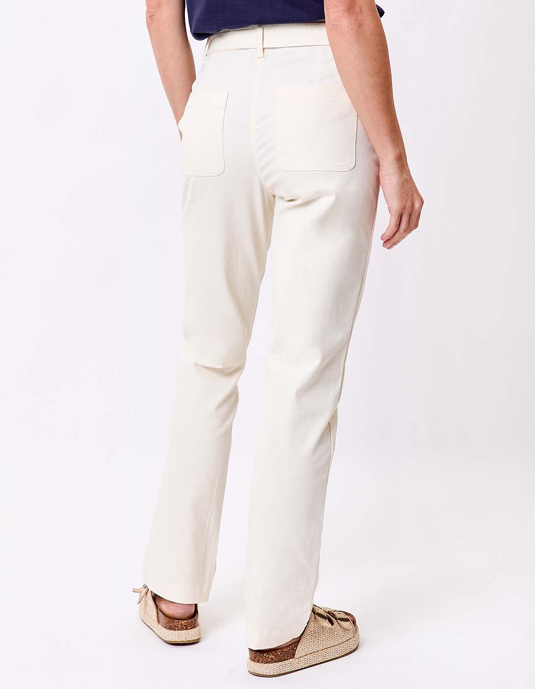 Fitted belted stretch cotton trousers femme La Fianc&eacute;e