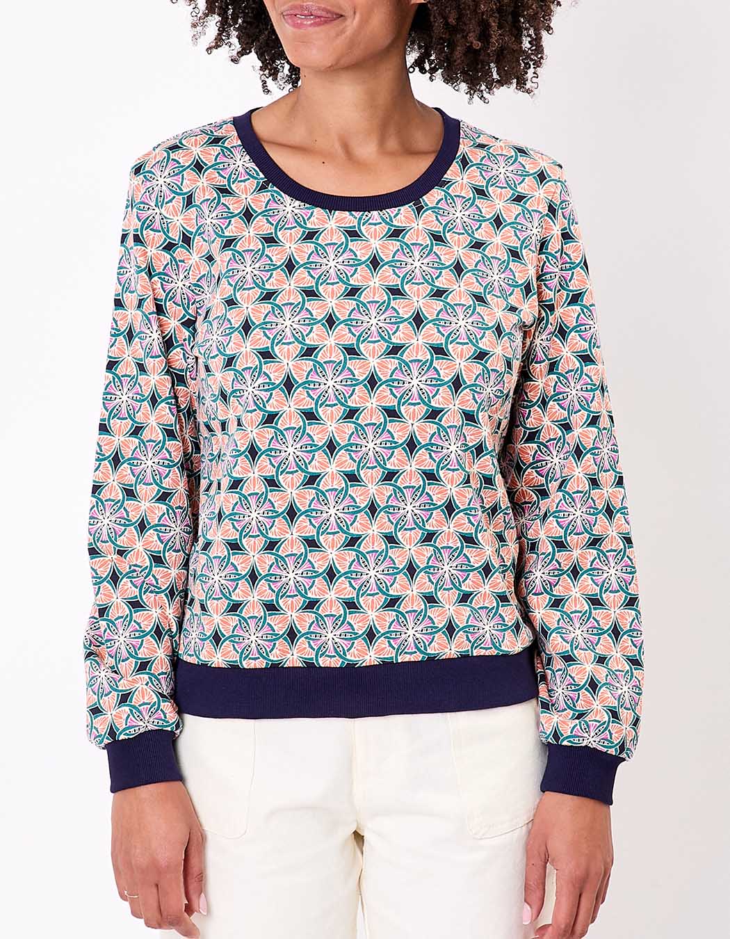 Printed organic cotton crewneck sweatshirt femme La Fiancée