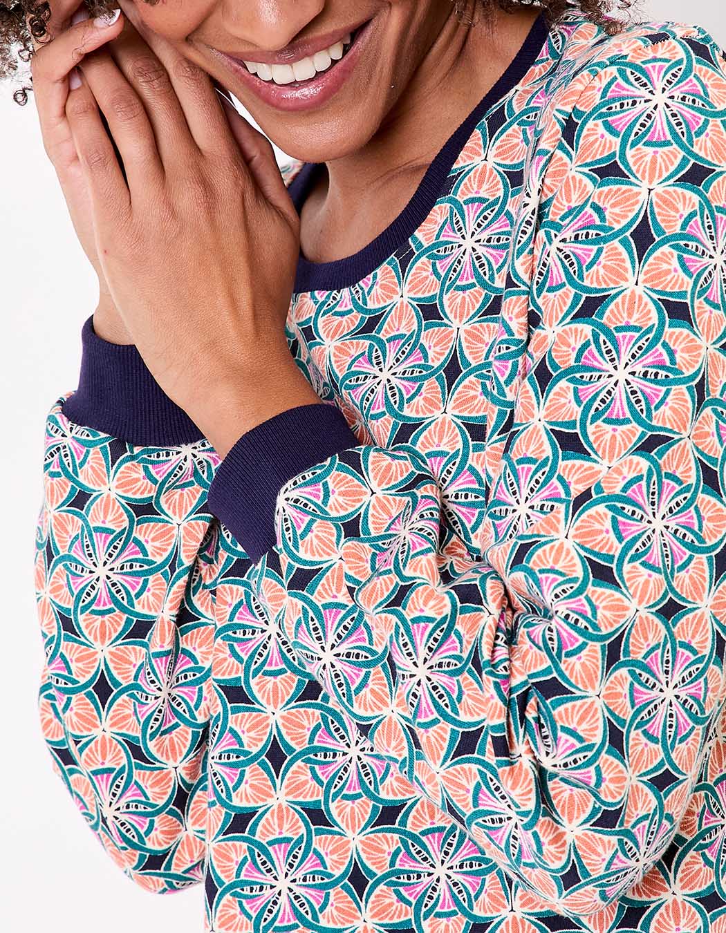 Printed organic cotton crewneck sweatshirt femme La Fiancée
