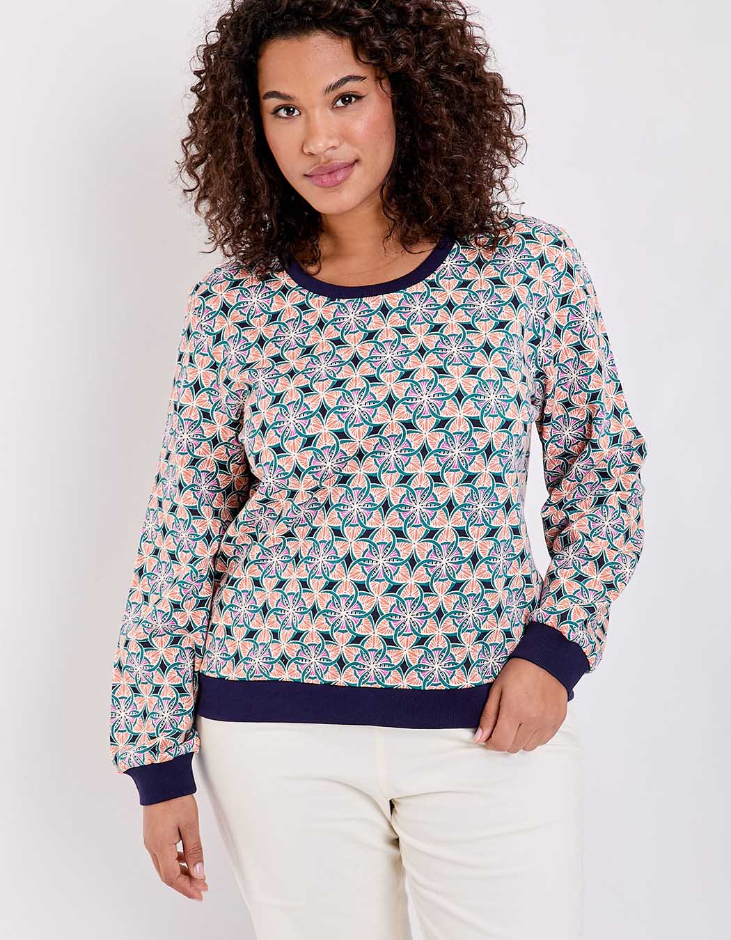 Printed organic cotton crewneck sweatshirt femme La Fiancée