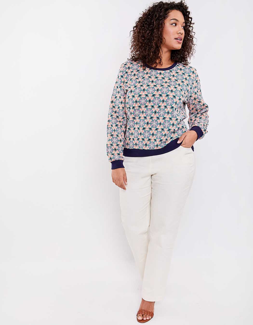 Printed organic cotton crewneck sweatshirt femme La Fiancée