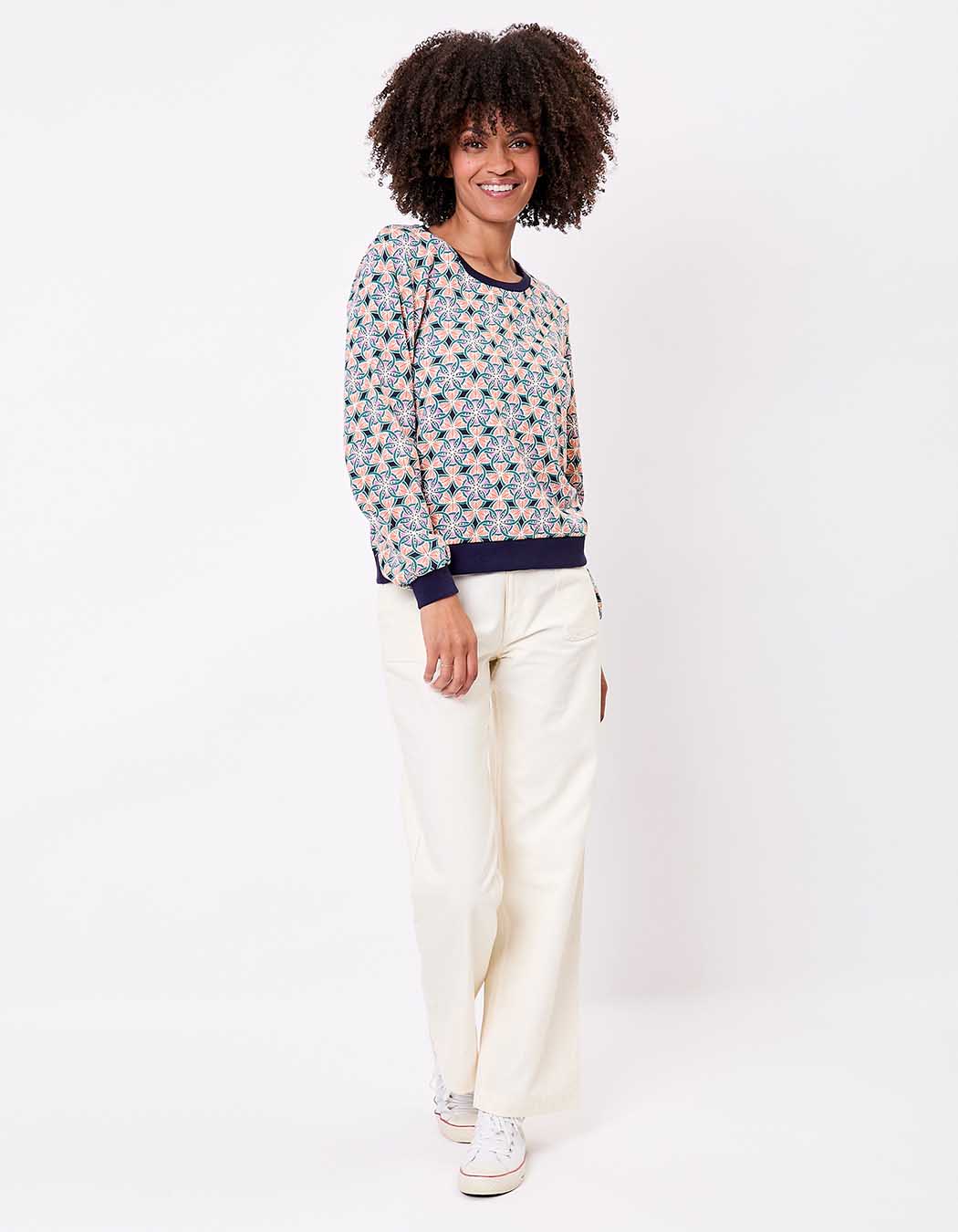 Printed organic cotton crewneck sweatshirt femme La Fiancée