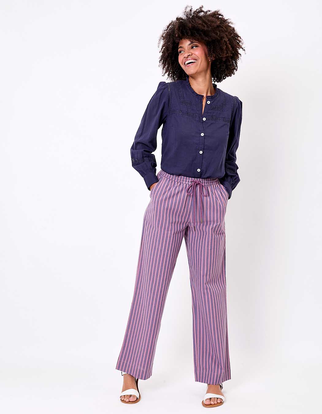 Striped organic cotton trousers femme La Fiancée