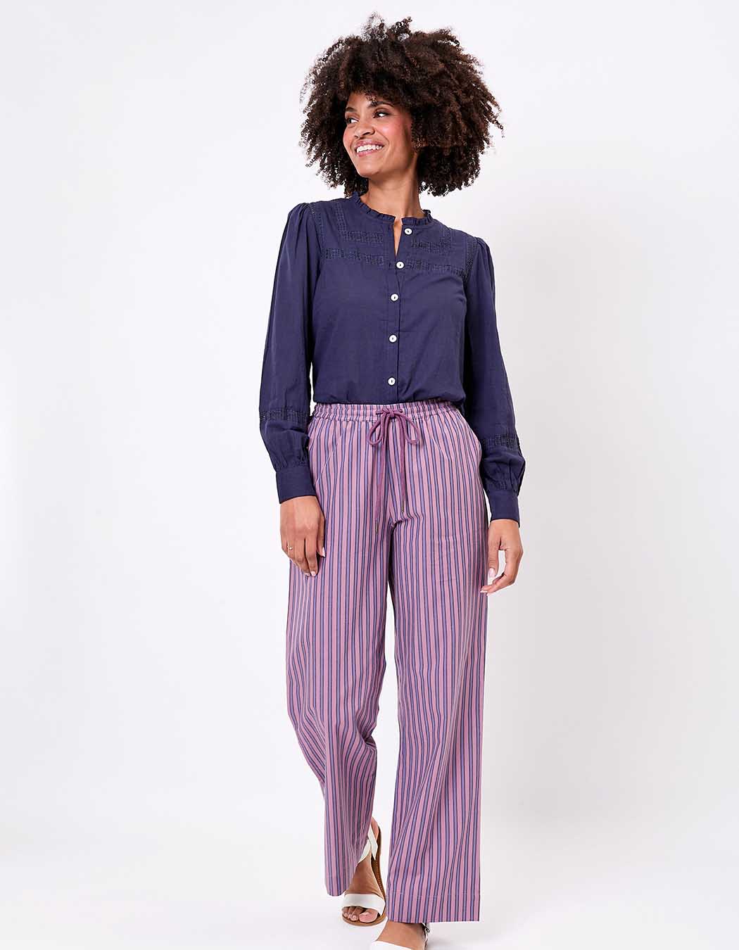 Striped organic cotton trousers femme La Fiancée