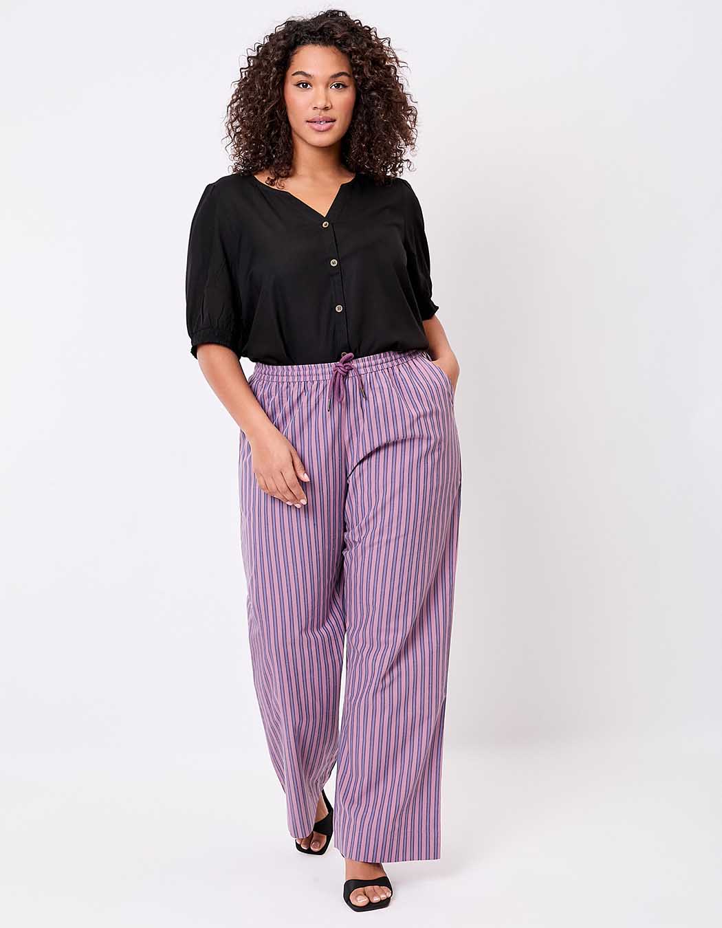 Striped organic cotton trousers femme La Fiancée