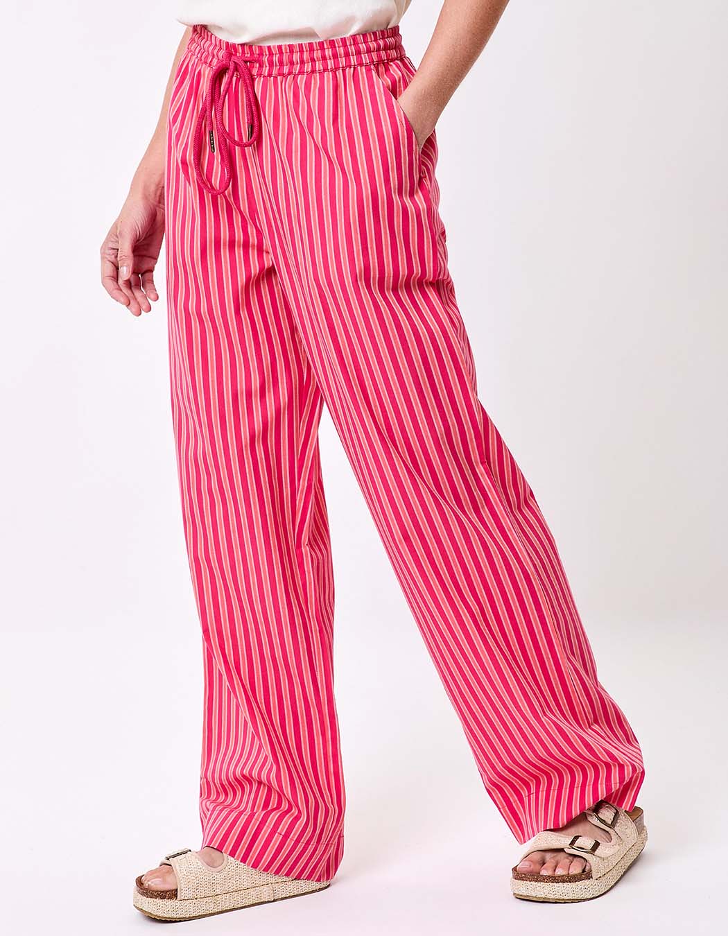 Striped organic cotton trousers femme La Fiancée