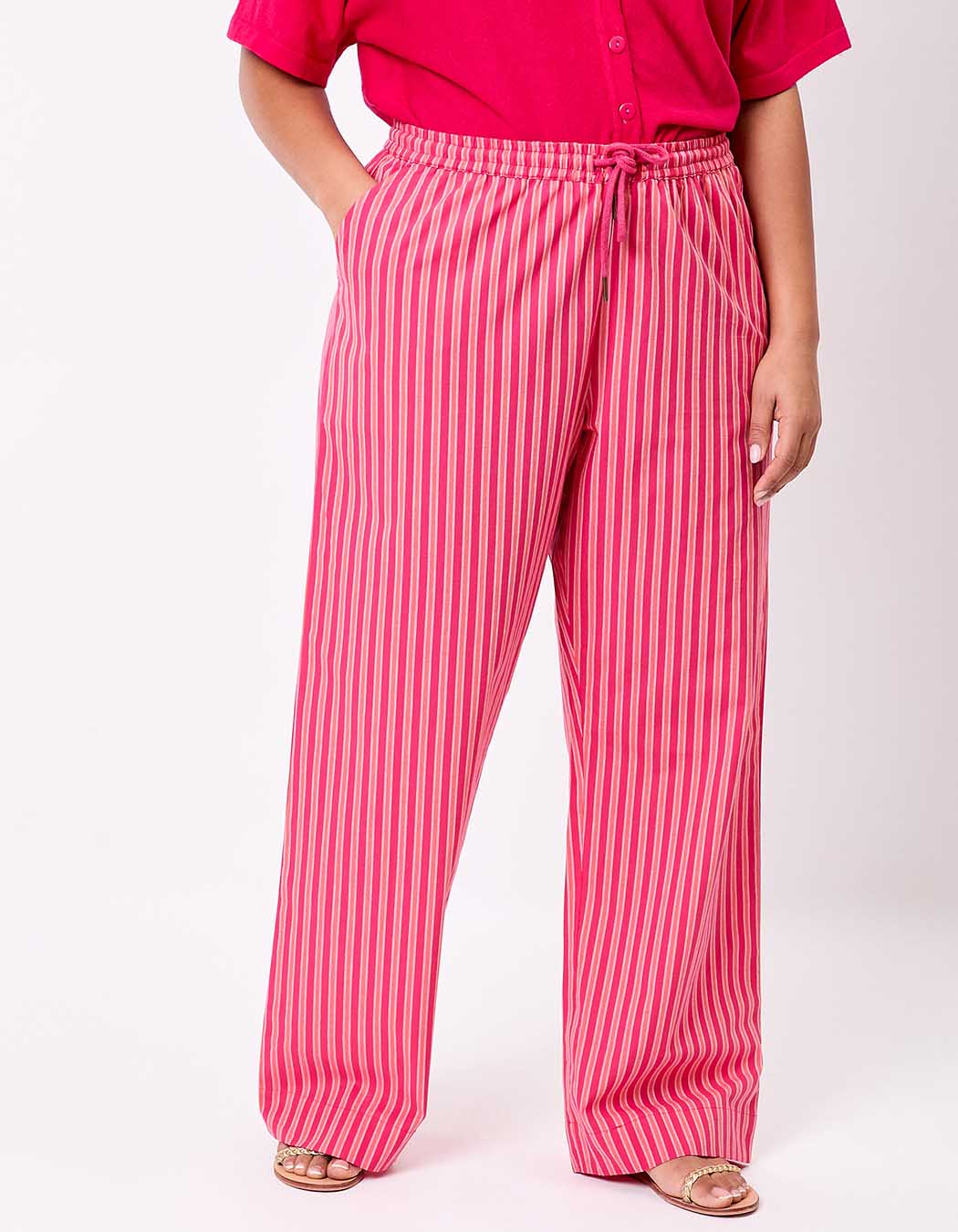 Striped organic cotton trousers femme La Fiancée