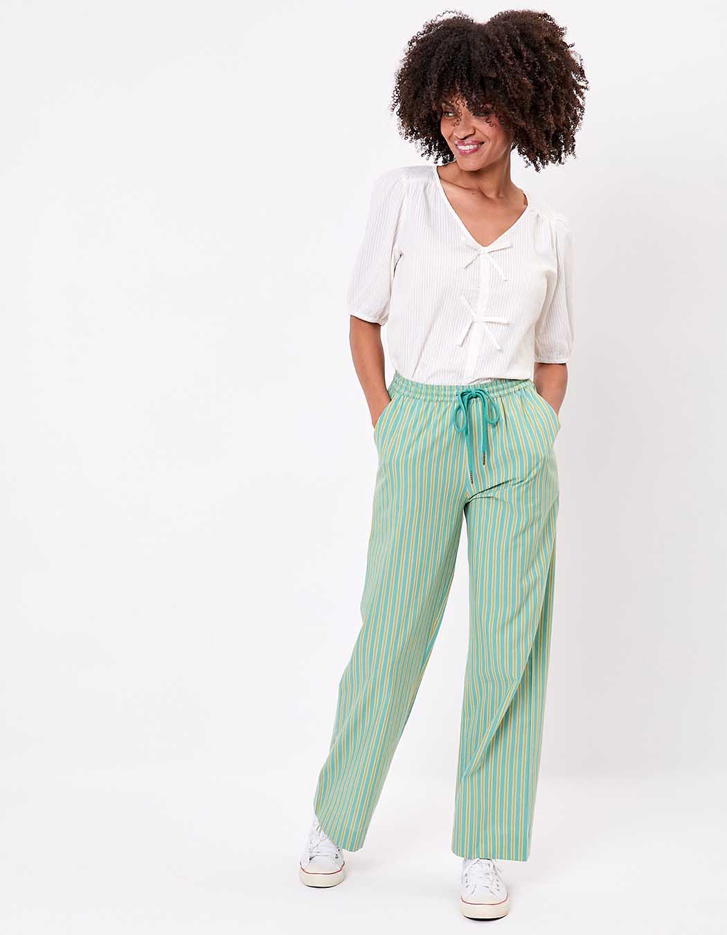 Striped organic cotton trousers femme La Fiancée