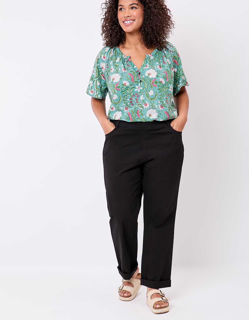Fitted stretch cotton trousers femme La Fiancée