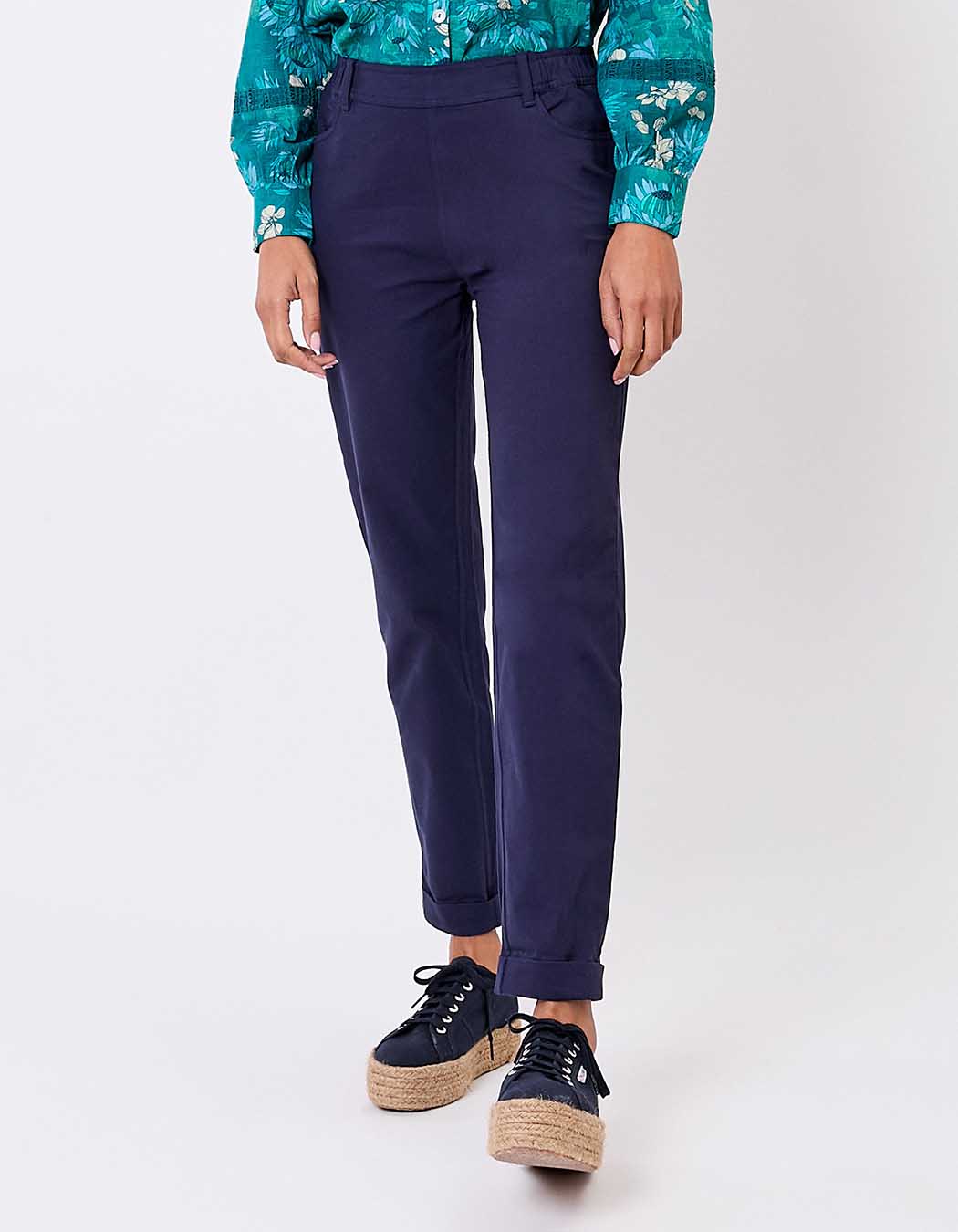 Fitted stretch cotton trousers femme La Fiancée