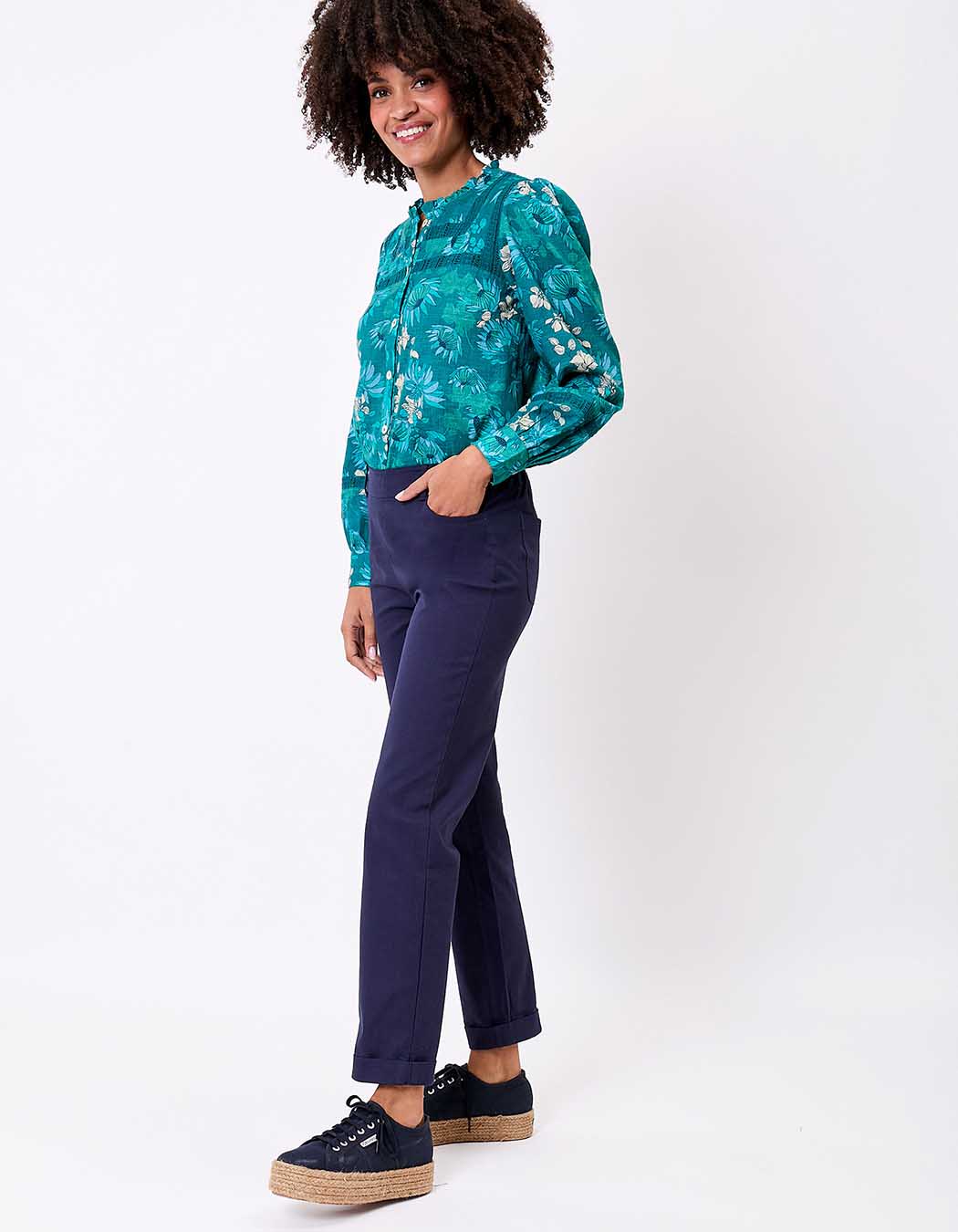 Fitted stretch cotton trousers femme La Fiancée