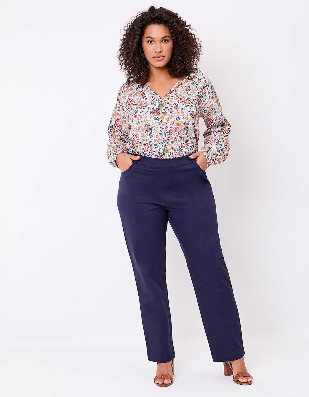 Fitted stretch cotton trousers femme La Fiancée