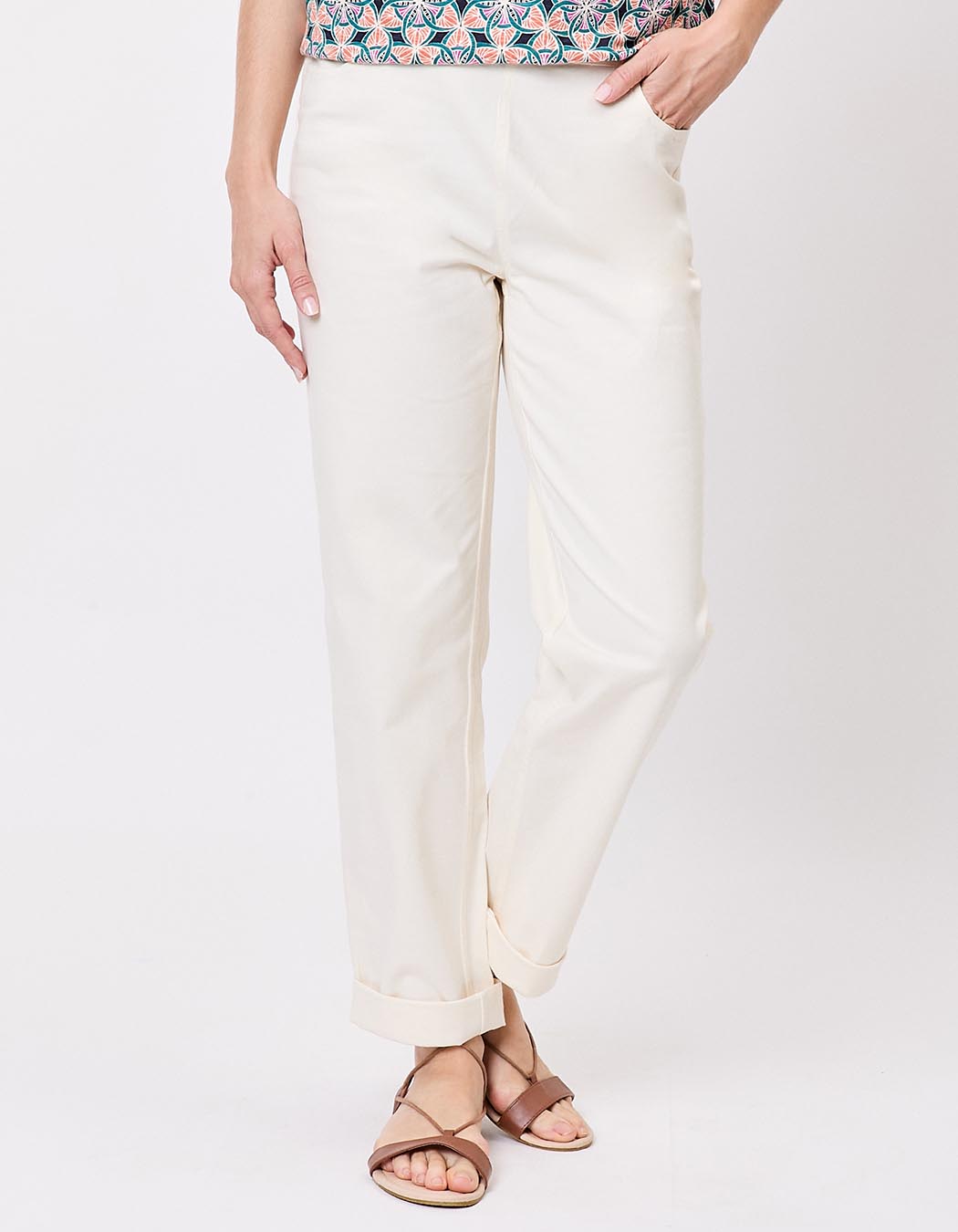 Fitted stretch cotton trousers femme La Fiancée