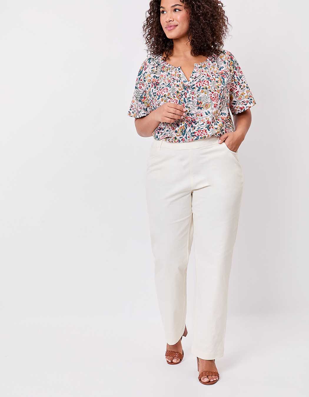 Fitted stretch cotton trousers femme La Fiancée