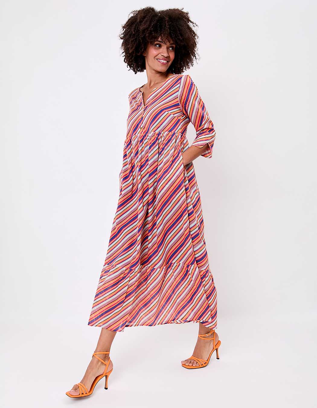 Long printed cotton voile dress femme La Fianc&eacute;e