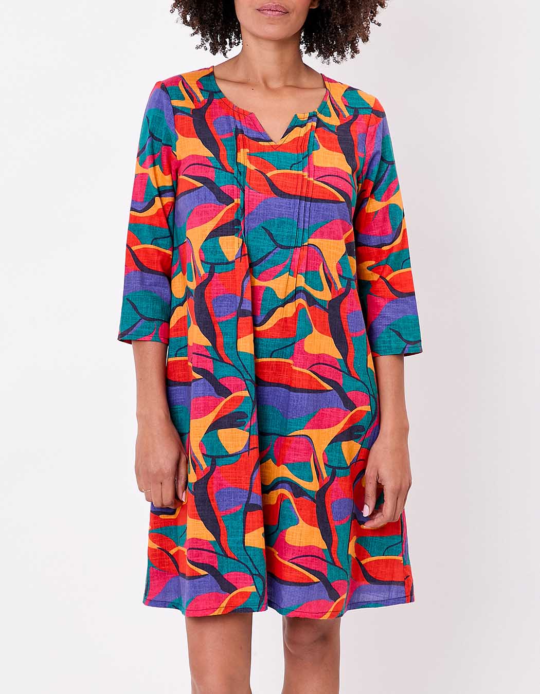 Flared pleated organic cotton dress femme La Fiancée