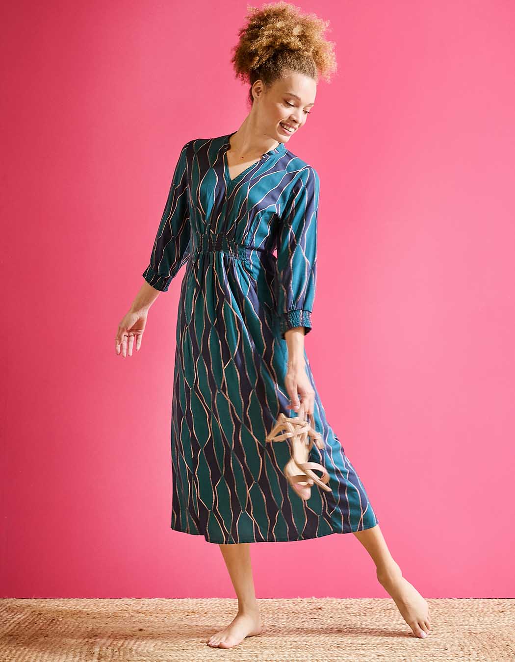 Fitted flowy midi dress femme La Fiancée
