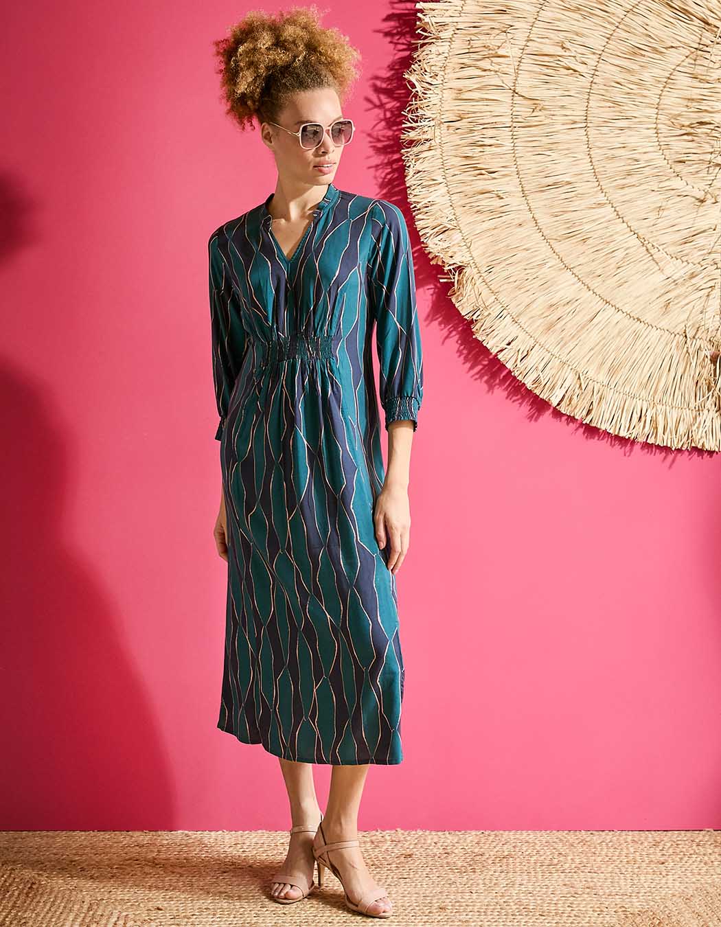 Fitted flowy midi dress femme La Fiancée
