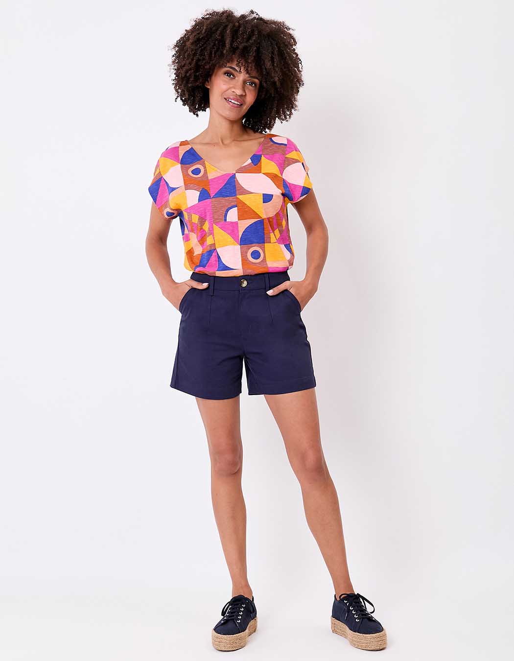 Plain cotton elastane shorts femme La Fiancée