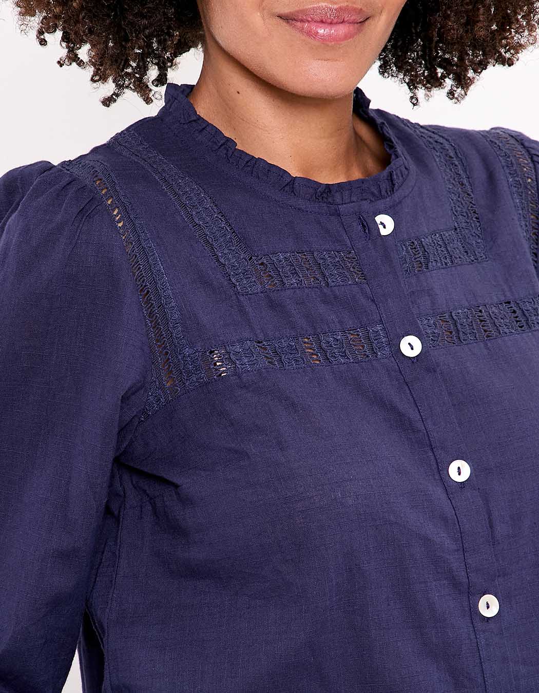 Organic cotton macramé shirt femme La Fiancée