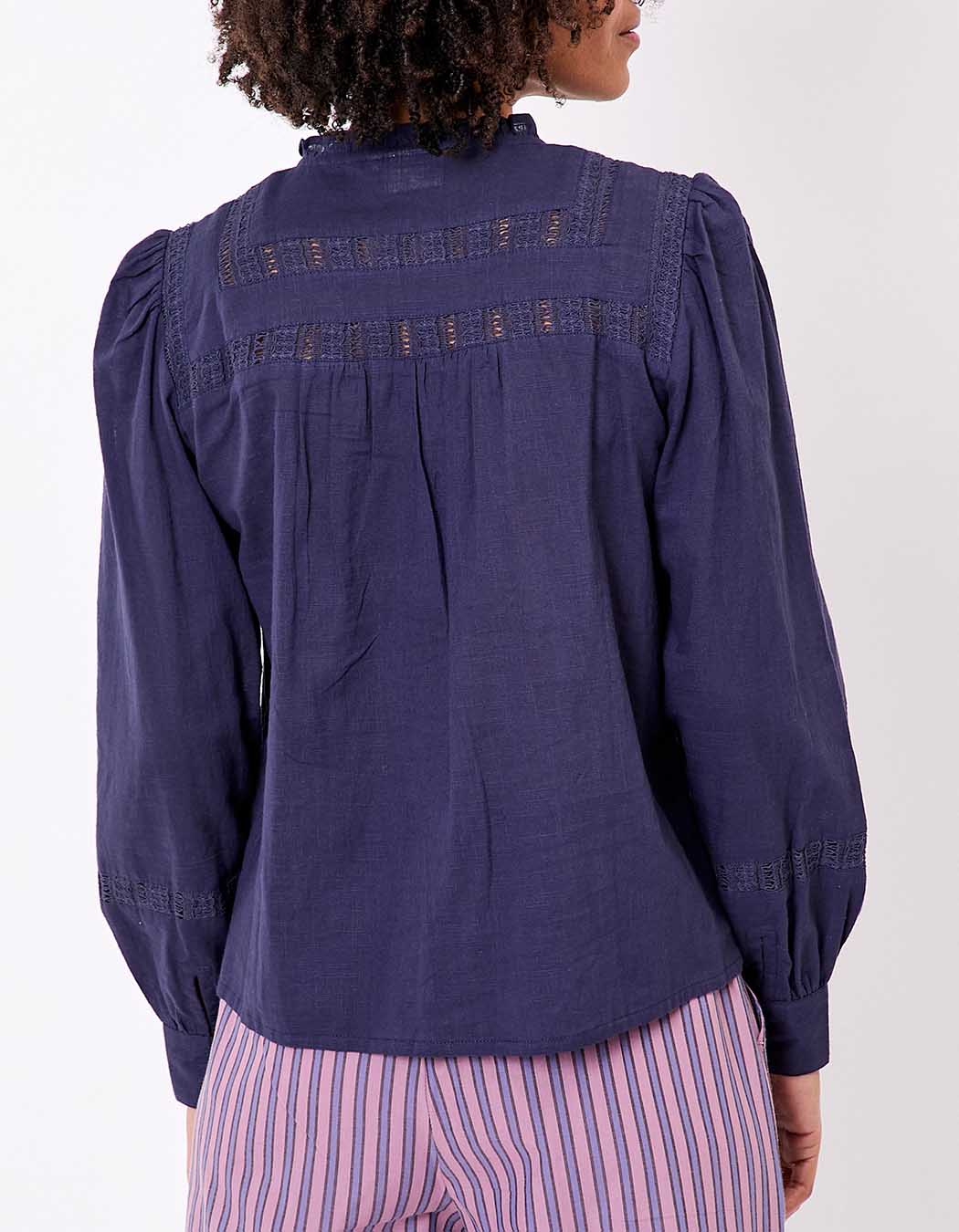 Organic cotton macramé shirt femme La Fiancée