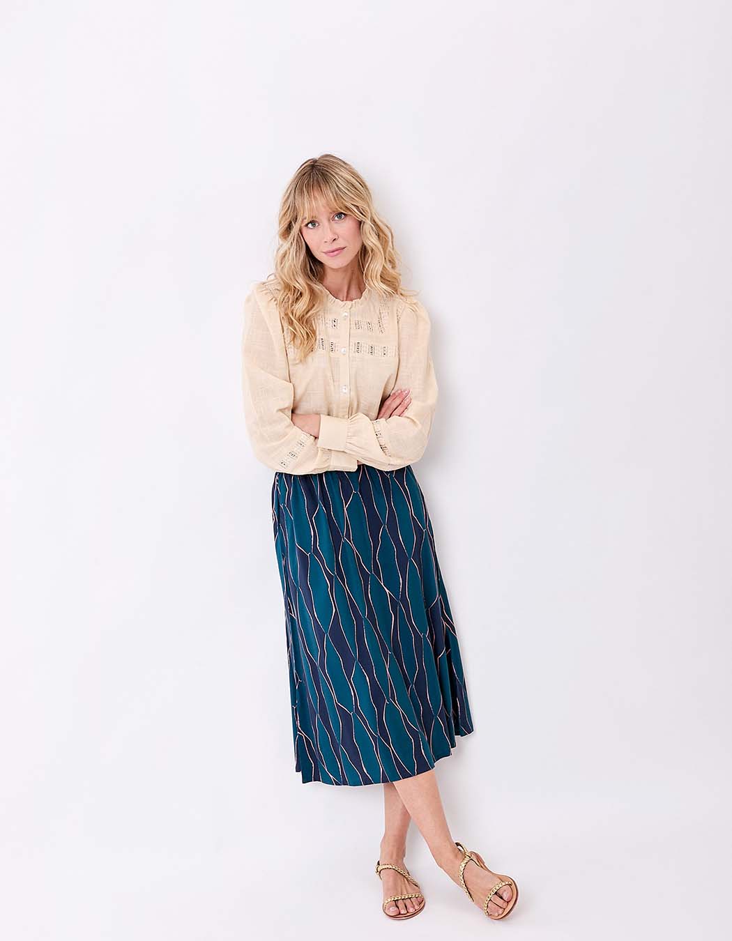Organic cotton macramé shirt femme La Fiancée