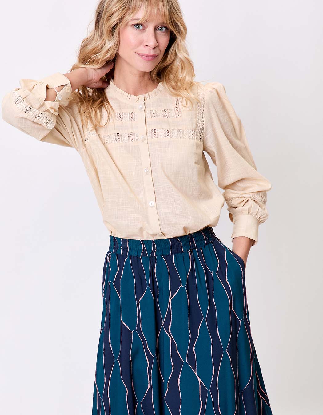 Organic cotton macramé shirt femme La Fiancée