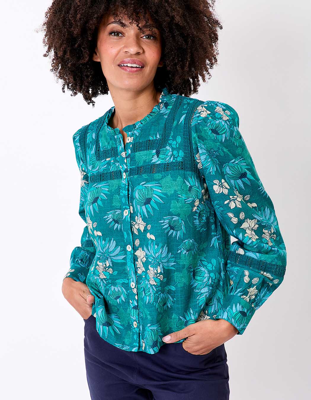 Organic cotton macramé shirt femme La Fiancée