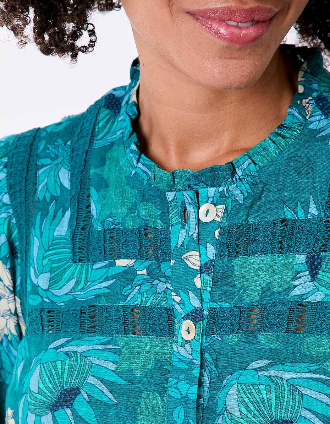 Organic cotton macramé shirt femme La Fiancée