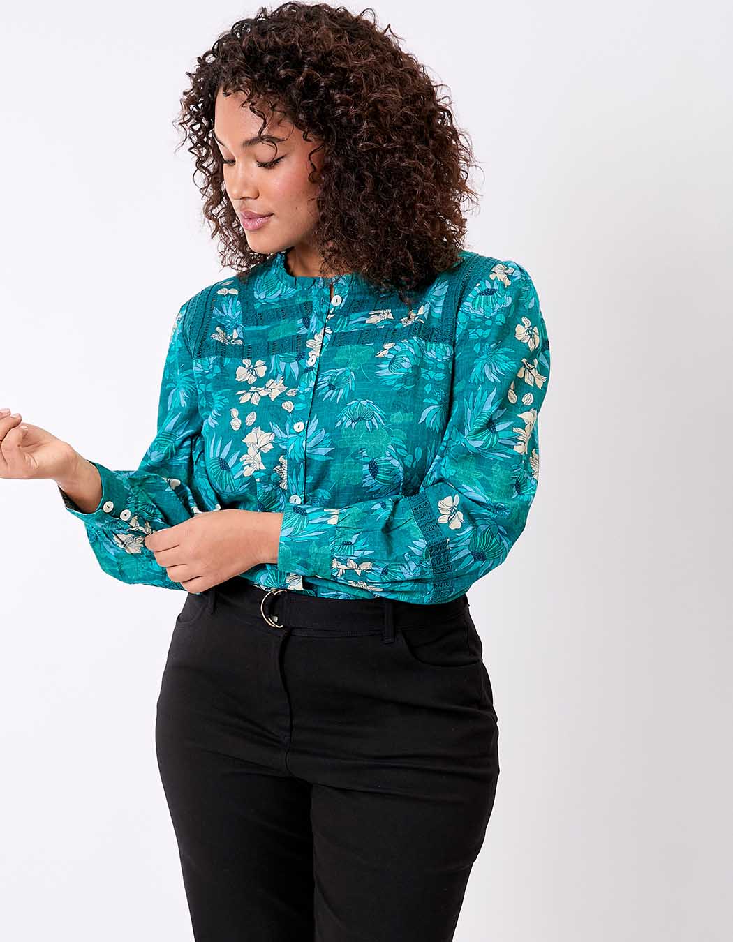 Organic cotton macramé shirt femme La Fiancée