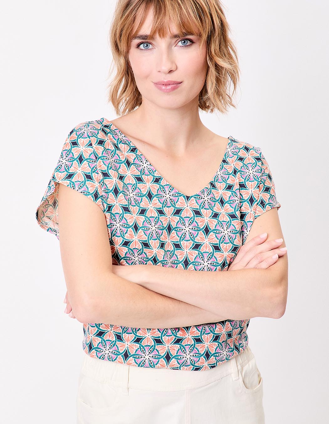 Organic cotton V-neck T-shirt femme La Fiancée