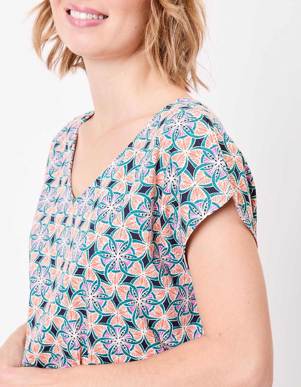 Organic cotton V-neck T-shirt femme La Fiancée