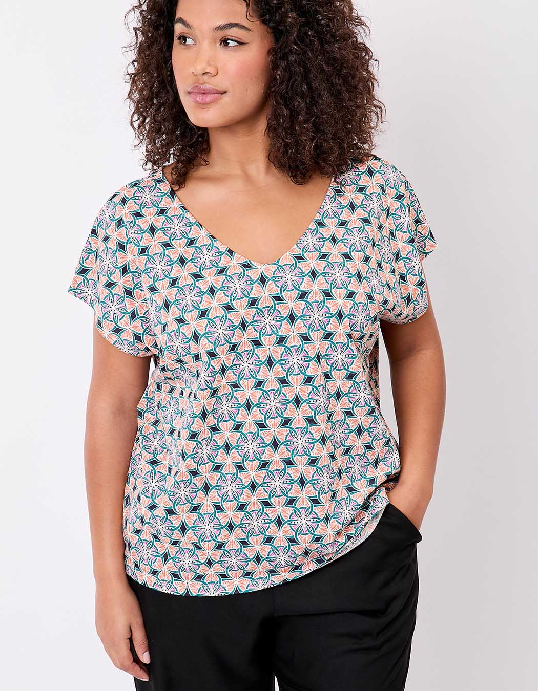 Organic cotton V-neck T-shirt femme La Fiancée