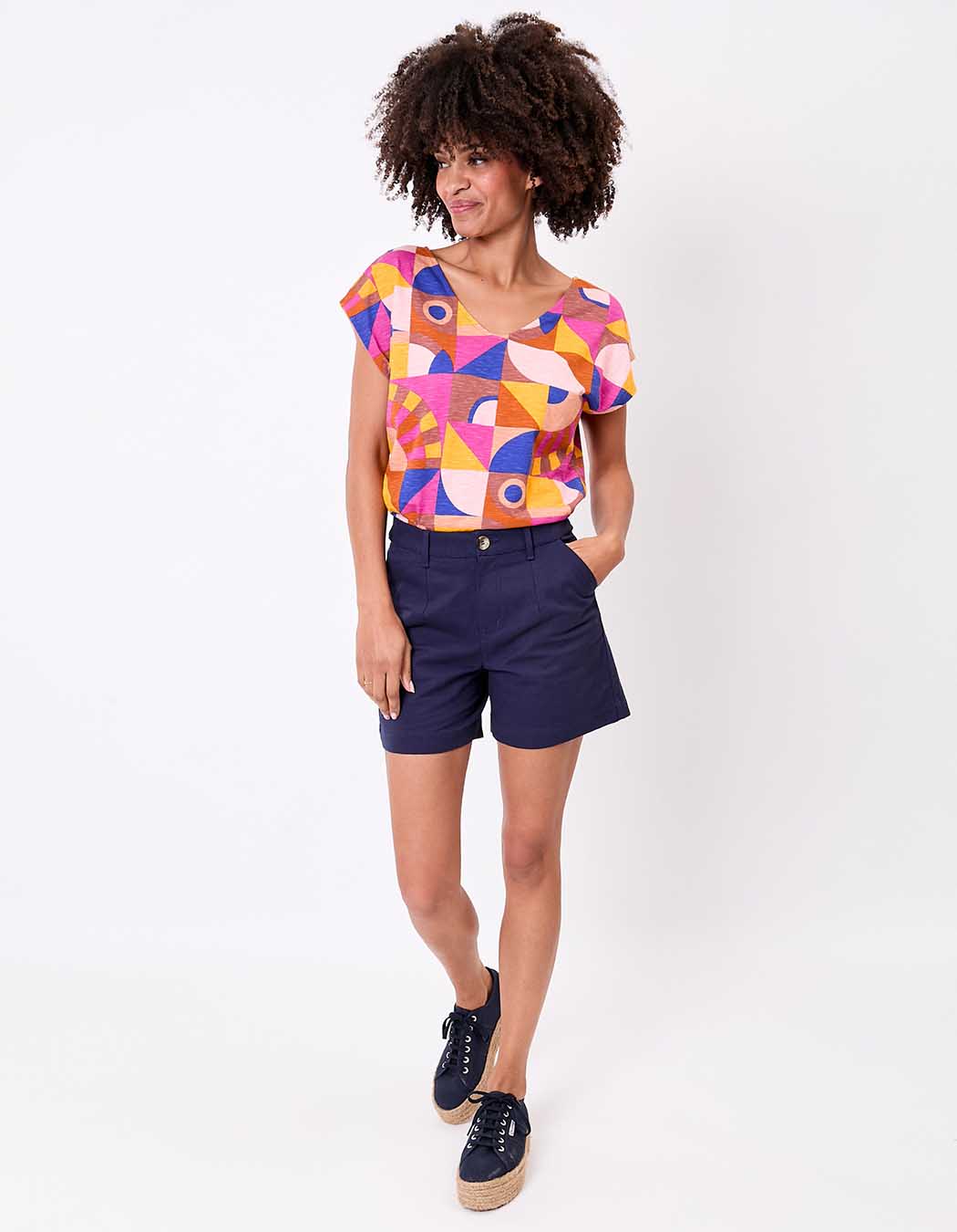Organic cotton V-neck T-shirt femme La Fiancée