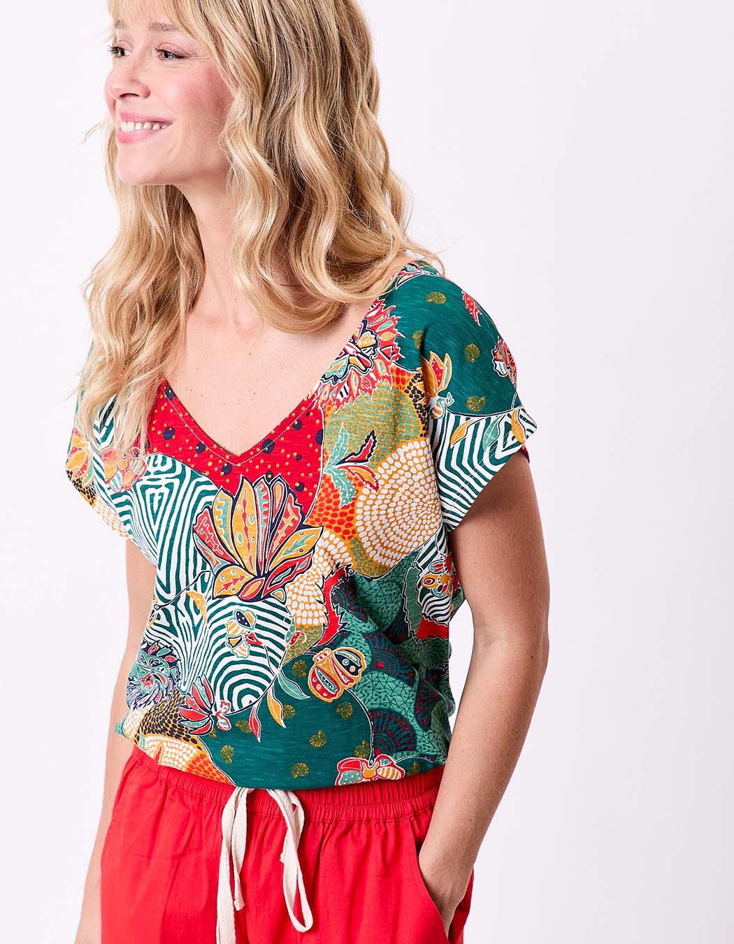 Organic cotton V-neck T-shirt femme La Fiancée